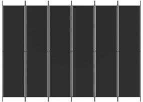 Divisória de quarto com 6 painéis 300x220 cm tecido preto