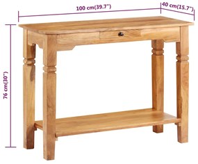 Mesa consola 100x40x76 cm madeira de acácia maciça