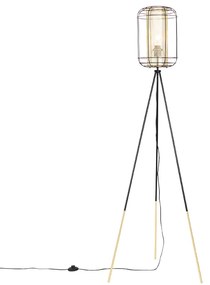 Tripé para luminária de piso design preto com dourado - Gaze Design