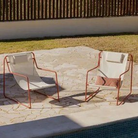 Pack De 2 Espreguiçadeiras Com Apoios De Braços Em Aço Com Almofada Lorvian Terracota - Sklum