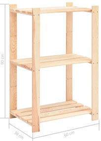 Unidade arrumação c/ 3 prateleiras 60x38x90 cm pinho 150 kg