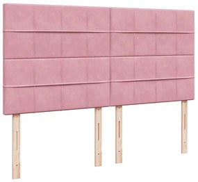Cama com molas/colchão 200x200 cm veludo rosa