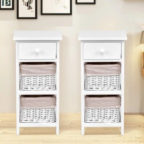 Conjunto de 2 Mesas de Cabeceira "Linna" - 28 x 26 x 59,5 cm - Branco