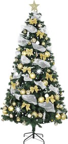 HOMCOM Árvore de Natal Artificial Pré-iluminada 230 cm com 250 Luzes LED, 8 Modos, 1136 Pontas, Comando à Distância, Verde | Aosom Portugal