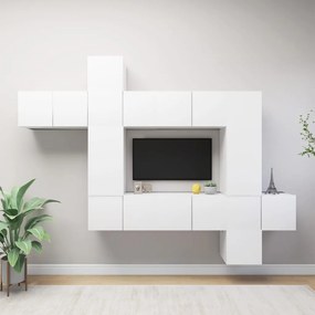 10 pcs conjunto de móveis de TV derivados de madeira branco