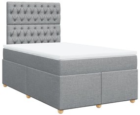 Cama boxspring com colchão 120x190 cm tecido cinzento-claro
