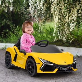 Carro elétrico de 12 V com licença da Lamborghini - Carro elétrico com controlo remoto, velocidade de 3-5 km/h, para crianças dos 3 aos 5 anos, amarel