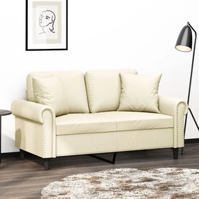 Sofá 2 lugares + almofadas decorativas 120cm couro artif. creme