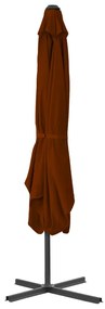 Guarda-sol de jardim c/ poste de aço 250x250x230 cm terracota