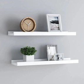 Unidade de prateleiras com rebordo 2 pcs 60x9x3 cm MDF branco