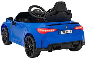 Carro elétrico para Crianças BMW M4 12V Rodas Espuma EVA, Assento couro ecológico Azul