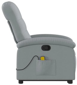 Poltrona reclinável massagens tecido cinzento-claro