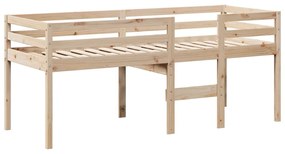 Cama alta com telhado 90x190 cm pinho maciço castanho-mel