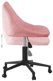 Cadeira de escritório giratória veludo rosa