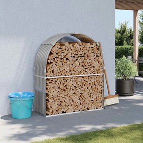vidaXL Suporte de lenha 120x45x140 cm aço galvanizado cinza-claro
