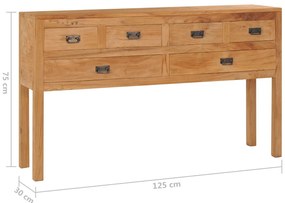 Aparador 125x30x75 cm madeira de teca maciça