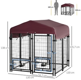 PawHut Parque para Animais de Estimação com Toldo de Tecido Oxford Gai