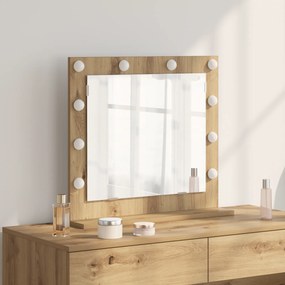vidaXL Espelho de Vanity com Luzes LED Carvalho Artisan 60x55x18 cm
