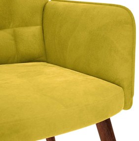 Cadeira de relaxamento com banco em veludo amarelo