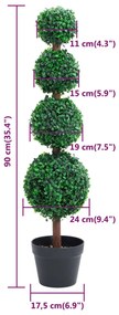 Planta artificial buxo em forma de esfera com vaso 90 cm verde