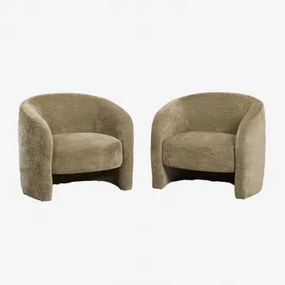 Pack De 2 Poltronas Gombren Chenille Verde Sálvia - Sklum