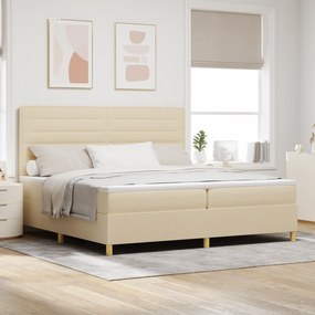 vidaXL Cama Box Spring com Colchão Creme 200x200 cm Tecido