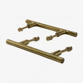 Pack De 2 Puxadores Em Ferro Daneriel Dourado Mate & ↔︎ 14 Cm - Sklum