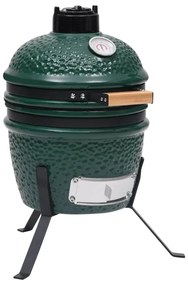 vidaXL Churrasqueira/defumador Kamado 2-em-1 cerâmica 56 cm verde