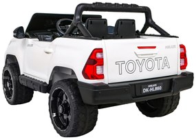 Carro elétrico para Crianças Toyota Hilux 12V 4x4 Rodas Espuma EVA, Assento couro ecológico Branco