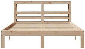 Estrutura de cama com cabeceira 160x200 cm pinho maciço