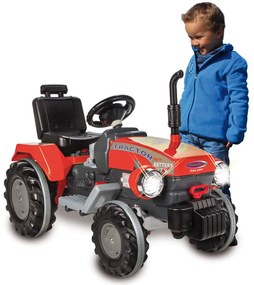 Tractor Elétrico bateria 12V para crianças Power Drag Vermelho