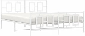 Estrutura de cama com cabeceira e pés 150x200 cm metal branco