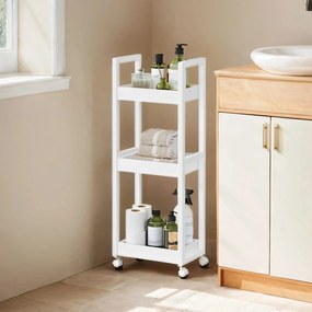 Carrinho casa de banho em bambu 20 x 30 x 80 cm branco