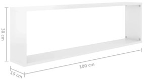 Estantes parede cúbicas 4pcs derivados madeira branco brilhante
