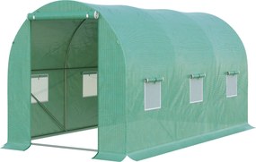 Estufa de jardim em forma de túnel, 8 m², 4,0 m (C) x 2,0 m (L) x 1,9 m (A), aço galvanizado reforçado com 2,4 cm de diâmetro + PE de alta densidade,