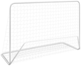 90684 vidaXL Baliza de futebol com rede 182x61x122 cm aço branco