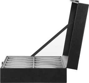 Caixa de relógio para 10 relógios 25 x 7,5 x 20 cm preto