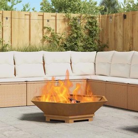 vidaXL Fire Pit Castanho 100 x 100 x 28 cm Aço corten