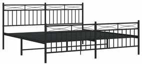 Estrutura de cama com cabeceira e pés 183x213 cm metal preto