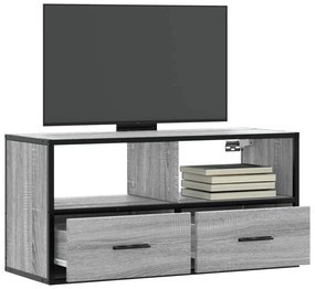 Móvel p/ TV 80x31x39,5 cm deriv. madeira/metal cinzento sonoma
