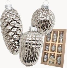 Ornamentos de Natal em vidro antigo pintados à mão Nuts & Cones, conjunto de 9