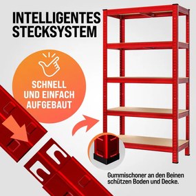 Estante para cargas pesadas até 875 kg 180 x 90 x 40 cm Vermelho