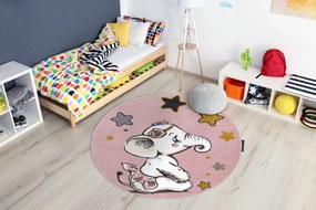 Tapete PETIT ELEPHANT ELEFANTE ESTRELA círculo rosa