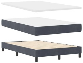 Cama Box com Colchão e LED Cinza Escuro 120x190 cm Veludo