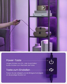 Estante com 6 níveis com luzes LED 30,3 x 40 x 178,6 cm Preta