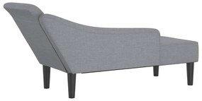 Chaise lounge com almofadões tecido cinzento-claro