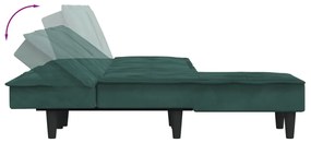 Sofá-cama em forma de L 255x140x70 cm veludo verde-escuro