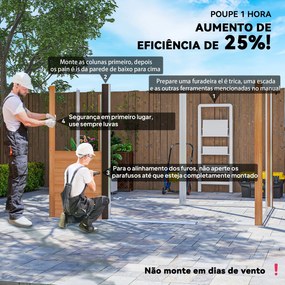 Abrigo de Jardim 4,84 m² 278x195x215 cm Abrigo de Jardim com 2 Portas de Correr e 4 Janelas de Ventilação Madeira e Castanho