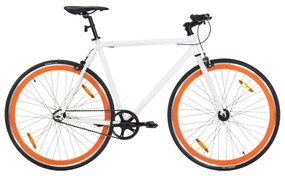 Bicicleta de mudanças fixas 700c 51 cm branco e laranja