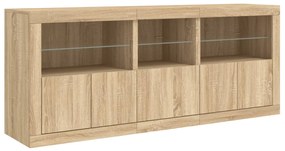 Aparador com luzes LED 162x37x67 cm carvalho sonoma